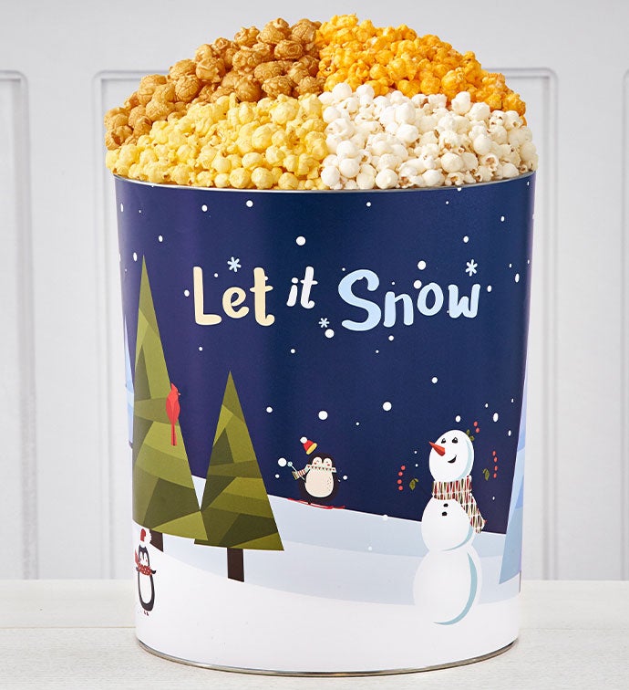 Snow Much Fun 6 1/2 Gallon 4 Flavor Popcorn Tin